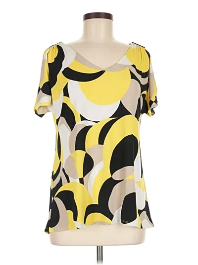 Pre-owned Dana Buchman Short Sleeve Blouse In Yellow
