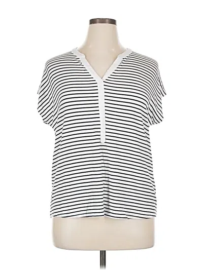 Pre-owned Dana Buchman Short Sleeve Henley Shirt In White