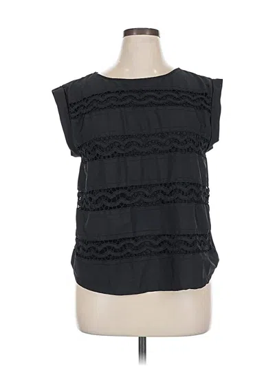 Pre-owned Dana Buchman Short Sleeve Top Black Boatneck Tops