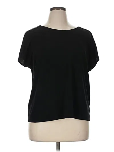 Pre-owned Dana Buchman Short Sleeve Top Black Boatneck Tops