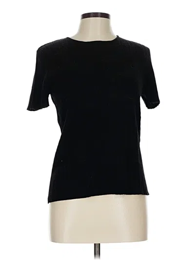 Pre-owned Dana Buchman Short Sleeve Top Black Mock Neckline Tops