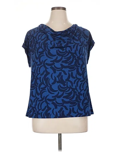 Pre-owned Dana Buchman Short Sleeve Top Blue Cowl Neck Tops