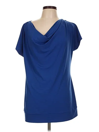 Pre-owned Dana Buchman Short Sleeve Top Blue Open Neckline Tops