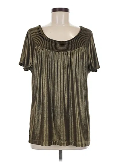 Pre-owned Dana Buchman Short Sleeve Top Gold Metallic Pattern Scoop Neck Tops