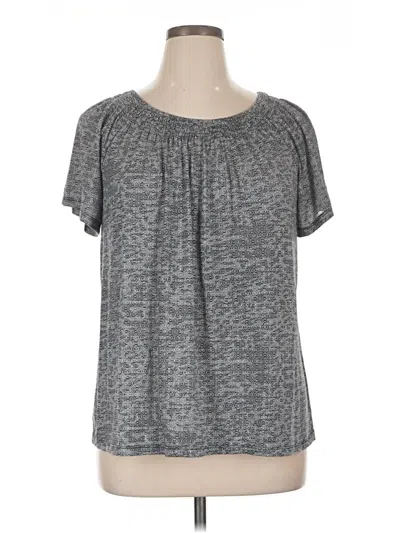 Pre-owned Dana Buchman Short Sleeve Top Gray Keyhole Neckline Tops