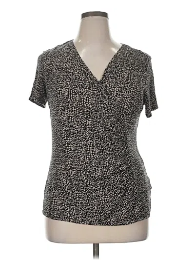 Pre-owned Dana Buchman Short Sleeve Top Gray V Neck Tops
