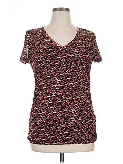 Pre-owned Dana Buchman Short Sleeve Top Orange Sweetheart Neckline Tops