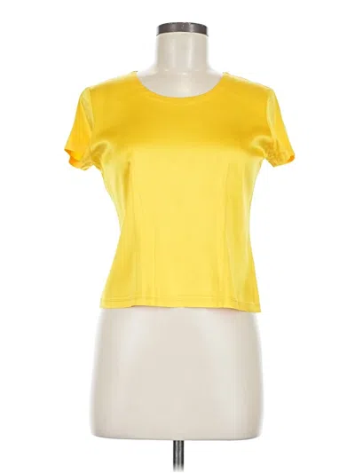Pre-owned Dana Buchman Short Sleeve Top Yellow Crew Neck Tops