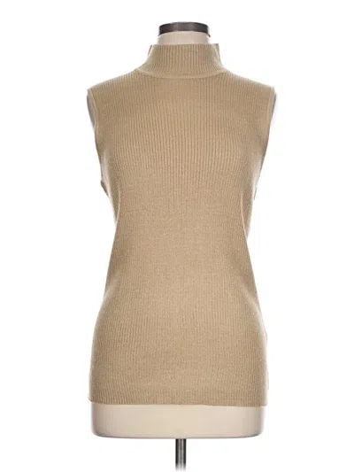 Pre-owned Dana Buchman Short Sleeve Turtleneck In Tan