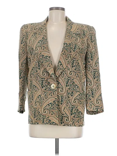 Pre-owned Dana Buchman Silk Blazer Jacket In Gold
