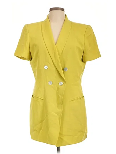 Pre-owned Dana Buchman Silk Blazer Jacket In Yellow