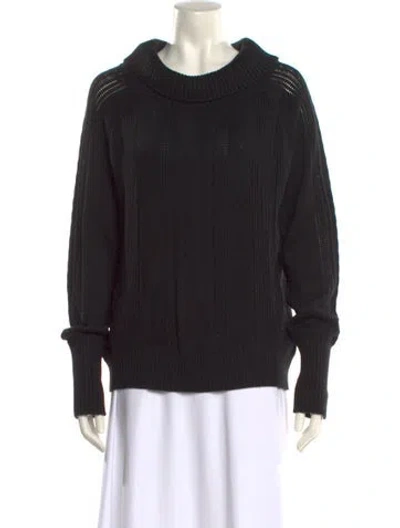 Pre-owned Dana Buchman Silk Crew Neck Sweater In Black