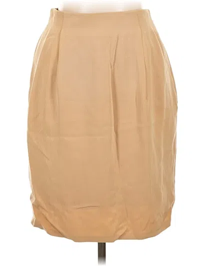 Pre-owned Dana Buchman Silk Skirt In Tan