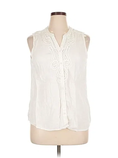 Pre-owned Dana Buchman Sleeveless Blouse In White