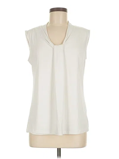 Pre-owned Dana Buchman Sleeveless Blouse In White