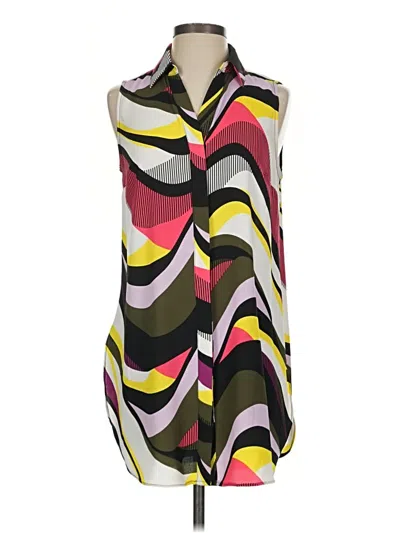 Pre-owned Dana Buchman Sleeveless Button Down Shirt In Black