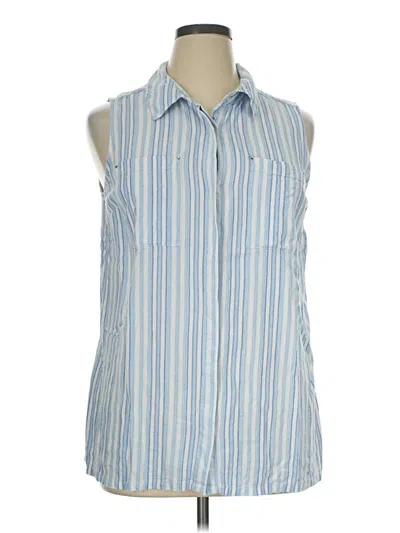 Pre-owned Dana Buchman Sleeveless Button Down Shirt In Blue