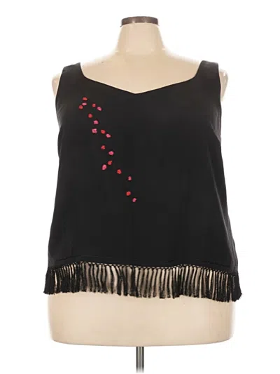 Pre-owned Dana Buchman Sleeveless Silk Top Black One Shoulder Neckline Tops