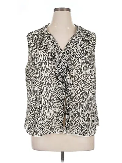 Pre-owned Dana Buchman Sleeveless Silk Top Silver Cowl Neck Tops