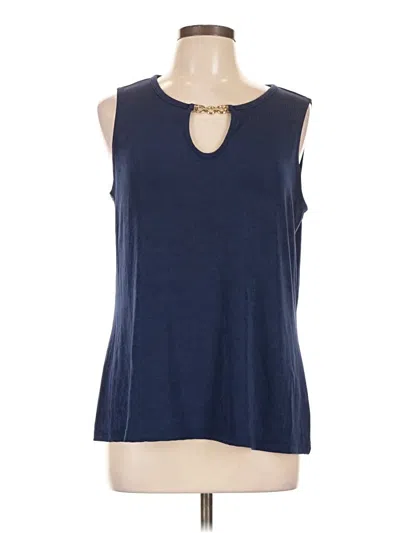Pre-owned Dana Buchman Sleeveless Top Blue Keyhole Neckline Tops