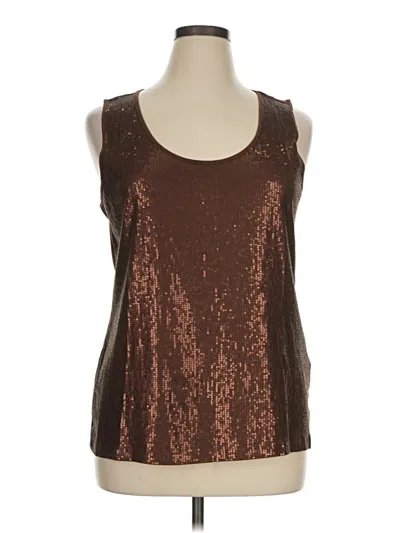 Pre-owned Dana Buchman Sleeveless Top Brown Scoop Neck Tops