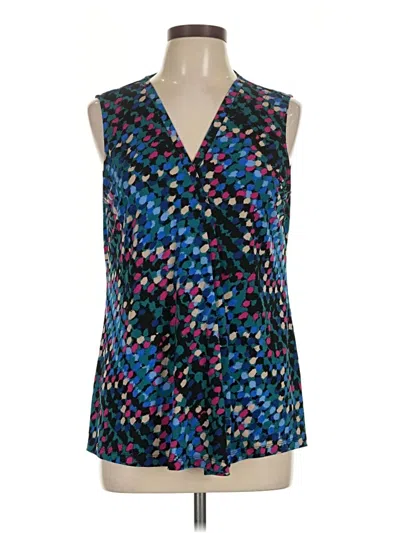 Pre-owned Dana Buchman Tank Top Blue Plunge Neckline Tops