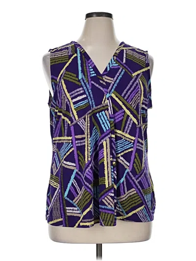 Pre-owned Dana Buchman Tank Top Purple Tie Neck Tops