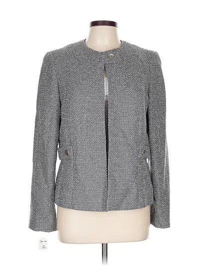 Pre-owned Dana Buchman Wool Blazer Jacket In Silver