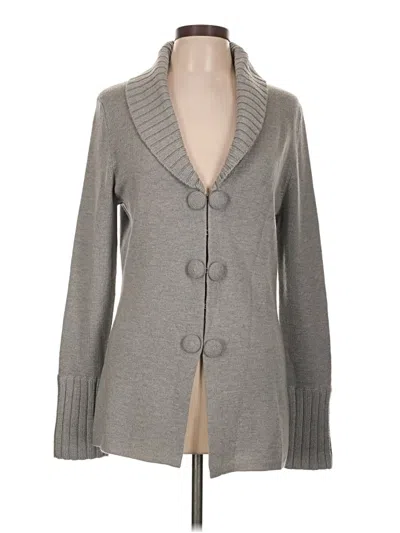 Pre-owned Dana Buchman Wool Cardigan Sweater In Gray