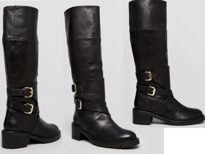 Pre-owned Dana Davis Boots Leather Platform Lug Sole Boots Madison In Black
