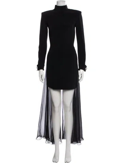 Pre-owned Dana Deatherage Mock Neck Mini Dress In Black