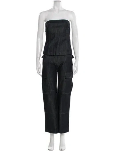 Pre-owned Dana Foley Nyc Cutout Accent Pantsuit In Gray