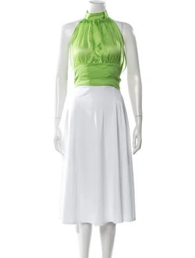 Pre-owned Dana Foley Nyc Halterneck Sleeveless Crop Top In Green