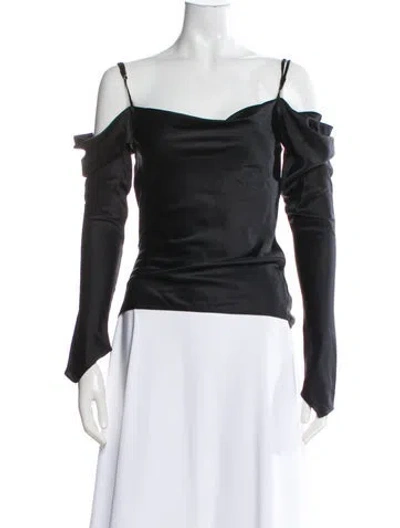 Pre-owned Dana Foley Nyc Off-the-shoulder Long Sleeve Top In Gray