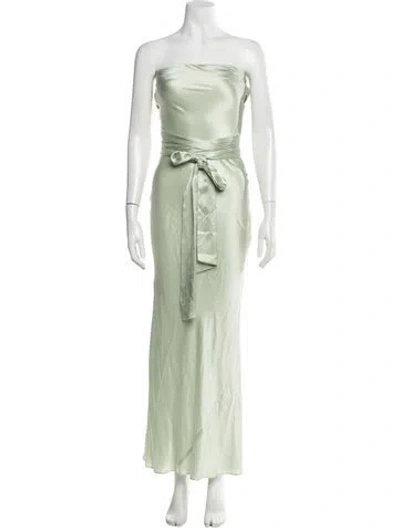 Pre-owned Dana Foley Nyc Silk Long Dress In Green