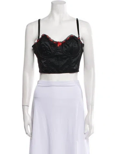 Pre-owned Dana Foley Nyc Strapless Crop Top In Black