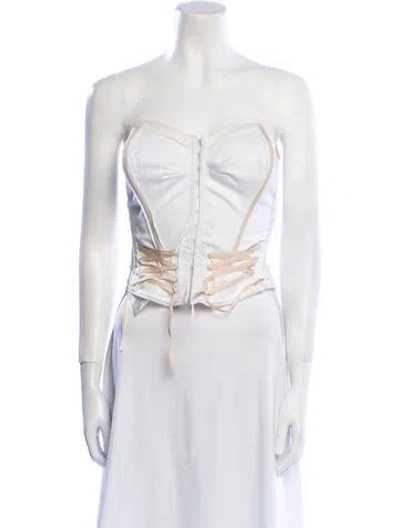 Pre-owned Dana Foley Nyc Strapless Crop Top In White