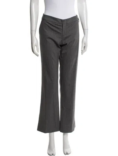 Pre-owned Dana Foley Nyc Striped Flared Pants In Gray
