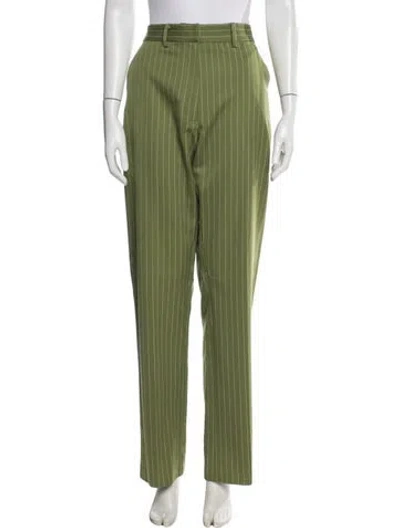 Pre-owned Dana Foley Nyc Striped Straight Leg Pants In Green