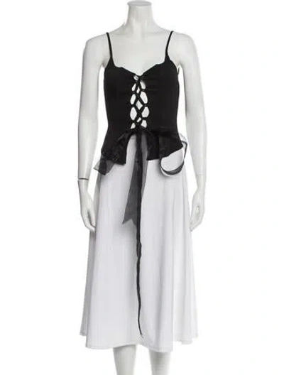Pre-owned Dana Foley Nyc V-neck Sleeveless Top In Black