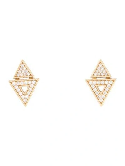Pre-owned Dana Rebecca Designs 14k Diamond Double Triangle Stud Earrings In Multi