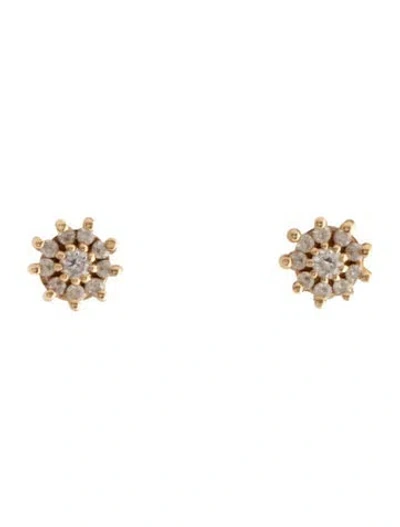 Pre-owned Dana Rebecca Designs 14k Diamond Jennifer Yamina Pointed Flower Stud Earrings In Multicolor