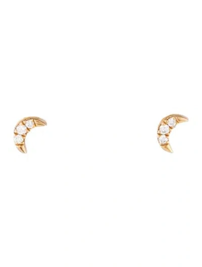 Pre-owned Dana Rebecca Designs 14k Diamond Mini Crescent Moon Studs In Multicolor