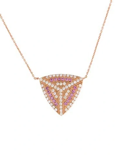 Pre-owned Dana Rebecca Designs 14k Sapphire & Diamond Triangular Pendant Necklace, 16.75" In Multicolor
