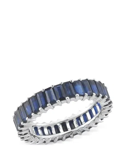 Dana Rebecca Designs 14k White Gold Eternity Sapphire Ring In Blue