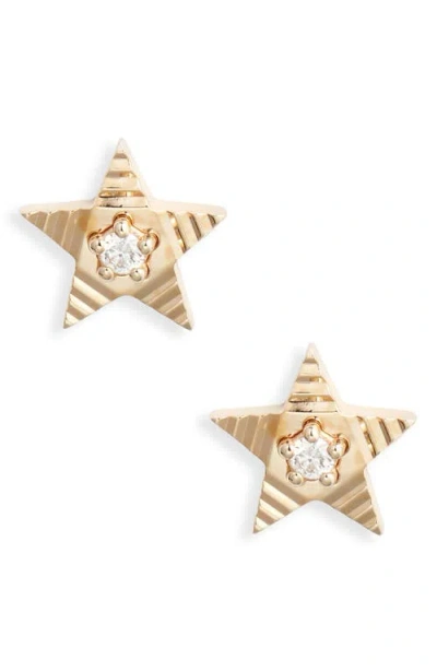 Dana Rebecca Designs Diamond Fluted Star Stud Earrings In Yellow Gold