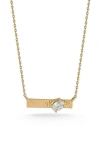 Dana Rebecca Designs Diamond Oval Fluted Bar Pendant Necklace In Yellow Gold