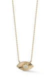 Dana Rebecca Designs Fluted Diamond Evil Eye Pendant Necklace In Yellow Gold