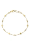 Dana Rebecca Designs Poppy Rae Pebble And Diamond Station Bracelet In Yellow Gold