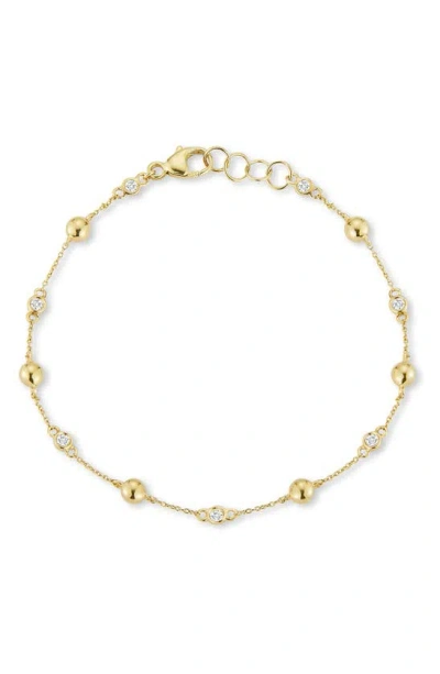 Dana Rebecca Designs Poppy Rae Pebble And Diamond Station Bracelet In Yellow Gold/ Diamond